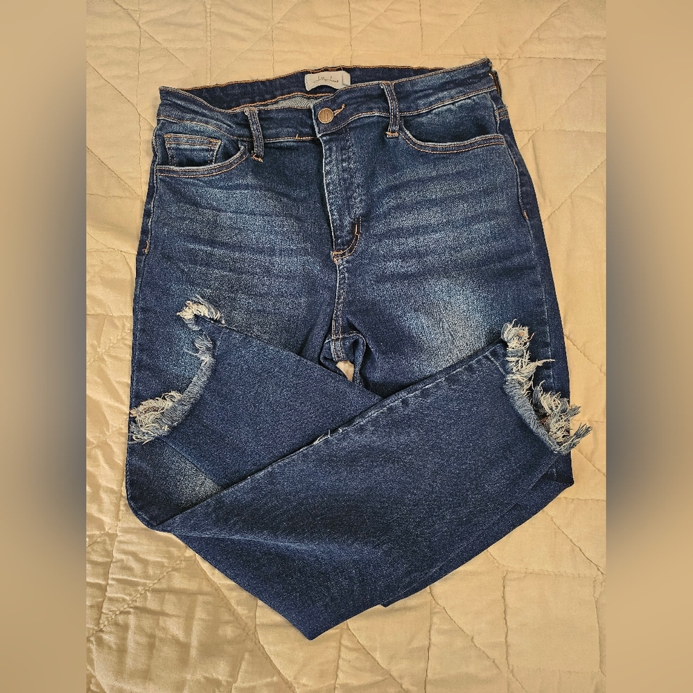 Jelly Beans Distressed Hem Straight Leg  Jeans - Picture 6 of 8